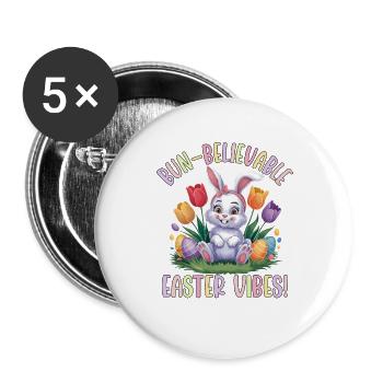 Ambiance de Pâques crédible - Lot de 5 grands badges (56 mm) - blanc - Devant