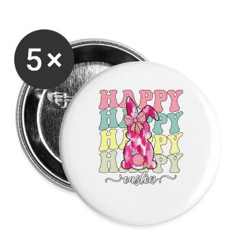 Frohe Ostern - Buttons groß 56 mm (5er Pack) - Weiß - Vorne