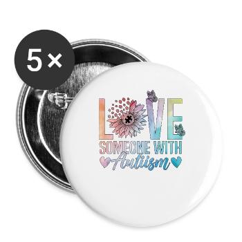 Aimer quelqu’un avec l’autisme - Lot de 5 grands badges (56 mm) - blanc - Devant