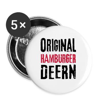 Hamburgerin Hamburg Hamburger Deern Frau Geschenk - Buttons groß 56 mm (5er Pack) - Weiß - Vorne