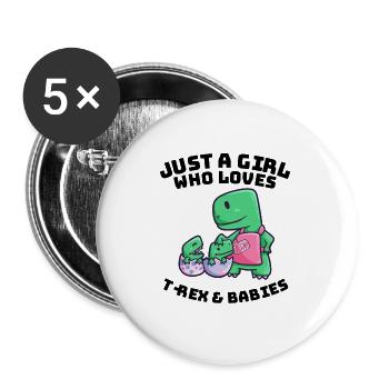 Mother mom dino baby - Buttons large 2.2''/56 mm (5-pack) - white - Front