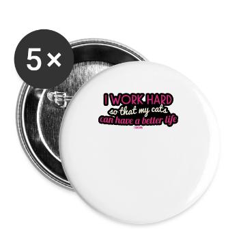 Cat pet meow kitten lion love - Buttons large 2.2''/56 mm (5-pack) - white - Front