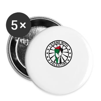 I Stand With Palestine Freedom for Palestine - Buttons large 2.2''/56 mm (5-pack) - white - Front