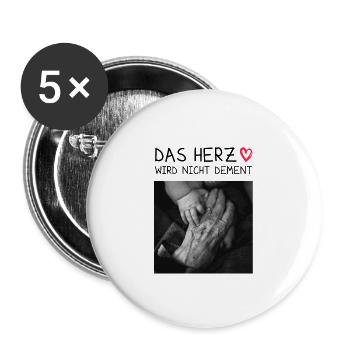 Altenpflege Das Herz Wird Nicht Dement - Buttons groß 56 mm (5er Pack) - Weiß - Vorne