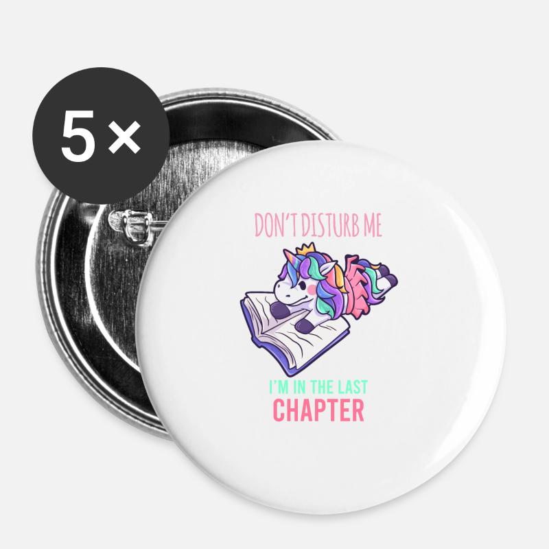 Unicorn One More Chapter book gift - Buttons large 2.2''/56 mm (5-pack) - white