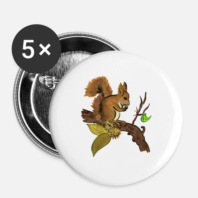 autumn squirrel - autumn squirrel Eichhörnchen - Buttons large 2.2''/56 mm (5-pack) - white