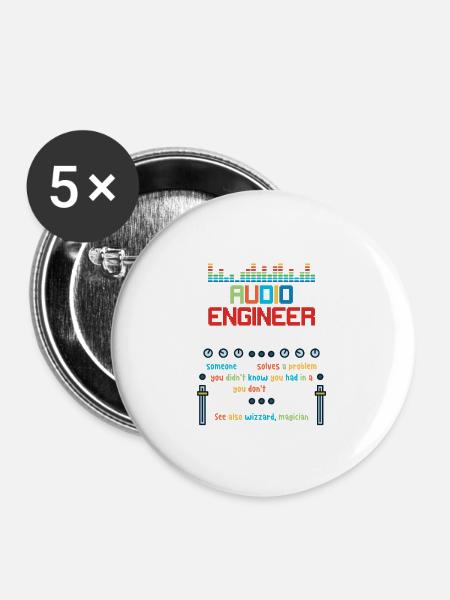 Audio Engineer Definition - Buttons groß 56 mm (5er Pack) - Weiß