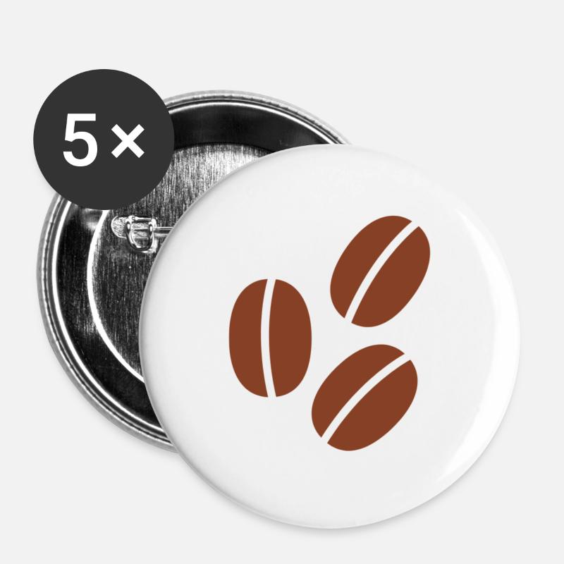 Café café café grain de café cadeau - Lot de 5 grands badges (56 mm) - blanc