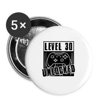 30th Birthday Man Niveau 30 Débloqué - Lot de 5 grands badges (56 mm) - blanc - Devant