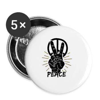Frieden Freiheit Peace Geschenkidee - Buttons groß 56 mm (5er Pack) - Weiß - Vorne