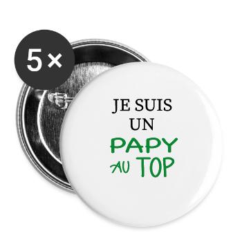 Papy au top - Lot de 5 grands badges (56 mm) - blanc - Devant