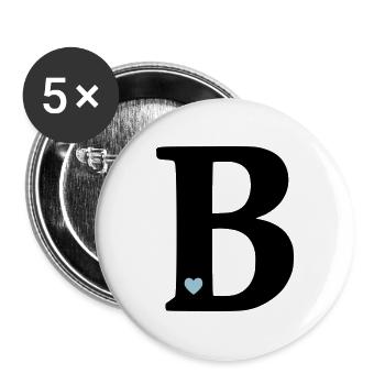 Buchstabe B Anfangsbuchstabe - Buttons groß 56 mm (5er Pack) - Weiß - Vorne