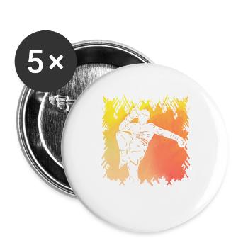 Muay Thaï - Lot de 5 grands badges (56 mm) - blanc - Devant