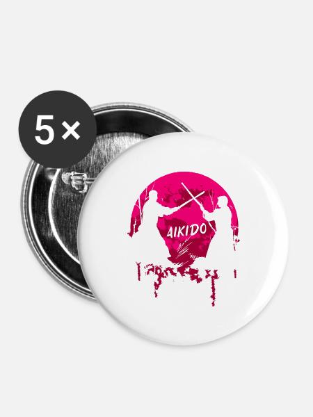 Aikido - Buttons groß 56 mm (5er Pack) - Weiß