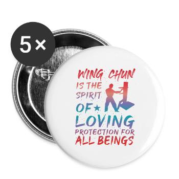 Wing Chun is the spirit of loving protection - Lot de 5 grands badges (56 mm) - blanc - Devant