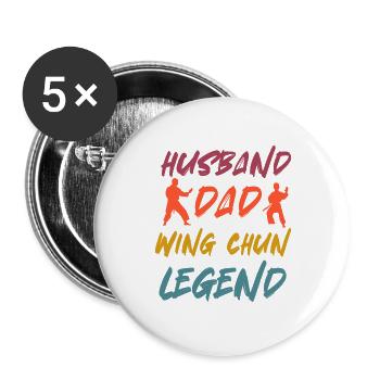 Ehemann Papa Wing Chun Legende - Buttons groß 56 mm (5er Pack) - Weiß - Vorne