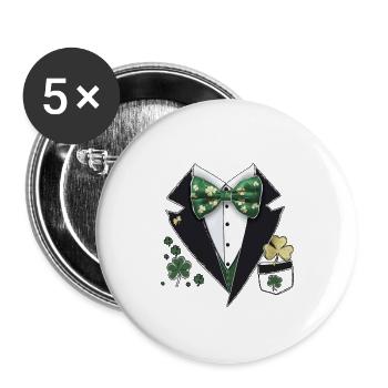 St. Patrick's Day Tuxedo Leprechaun Costume - Buttons large 2.2''/56 mm (5-pack) - white - Front