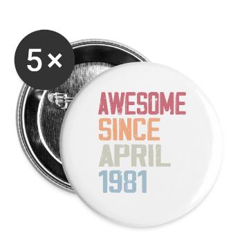Legends Were Born In April 1981 - Buttons large 2.2''/56 mm (5-pack) - white - Front