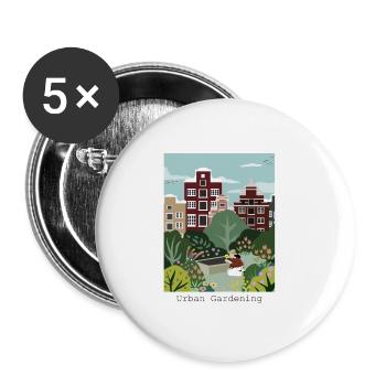 Pflanzenglück in City Stilvolles Urban Gardening - Buttons groß 56 mm (5er Pack) - Weiß - Vorne