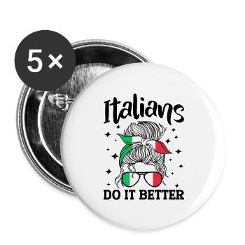 Italian Italy Funny Saying Gift Idea - Buttons large 2.2''/56 mm (5-pack) - white - Front