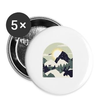 Nature Forest Mountains Hiking - Buttons large 2.2''/56 mm (5-pack) - white - Front