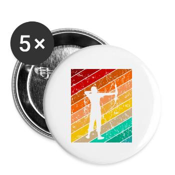 Bogenschießen Bogenschütze Pfeil und Bogen - Buttons groß 56 mm (5er Pack) - Weiß - Vorne