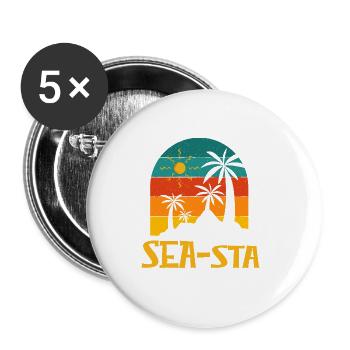 Seasta Beach Été Océan Tropical Bord de Mer Voyage - Lot de 5 grands badges (56 mm) - blanc - Devant