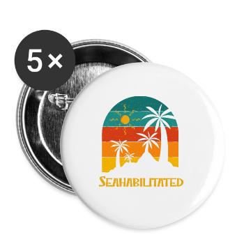 Vacances à la plage en mer Voyage en mer Drôle - Lot de 5 grands badges (56 mm) - blanc - Devant