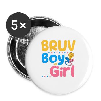 Pink or Blue Bruv Loves You Best Brother Ever Big - Buttons large 2.2''/56 mm (5-pack) - white - Front