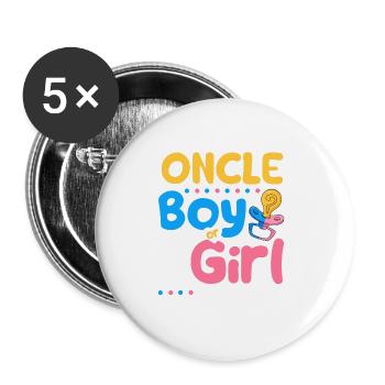 Pink or Blue Oncle Loves You Best Uncle Ever - Buttons groß 56 mm (5er Pack) - Weiß - Vorne