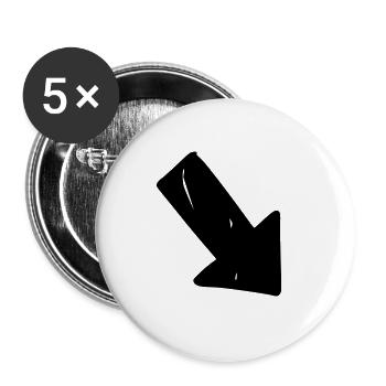 Pfeil Zeichnung Skizze schwarz - Buttons groß 56 mm (5er Pack) - Weiß - Vorne