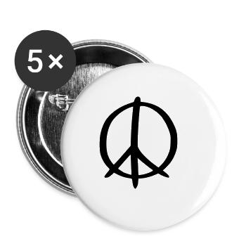 Signe de la Paix Dessin de la Paix Croquis noir - Lot de 5 grands badges (56 mm) - blanc - Devant
