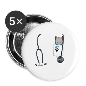 Veterinarian Costume Future Vet Outfit School - Buttons groß 56 mm (5er Pack) - Weiß - Vorne