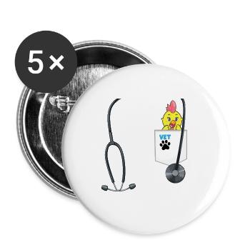 Veterinarian Costume School Career Day Outfit - Buttons groß 56 mm (5er Pack) - Weiß - Vorne