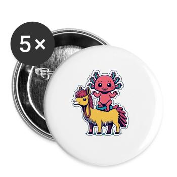 Axolotl - Buttons groß 56 mm (5er Pack) - Weiß - Vorne