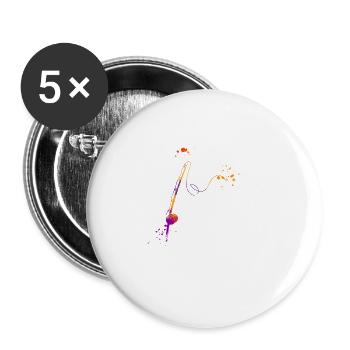 Conception drôle de pêcheur avec canne et poisson - Lot de 5 grands badges (56 mm) - blanc - Devant