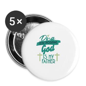 DNA Test God Is My Father - Buttons large 2.2''/56 mm (5-pack) - white - Front