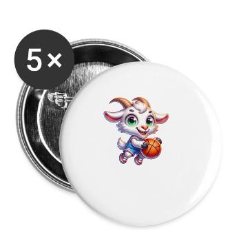 Goat Playing Basketball Sport Team - Buttons large 2.2''/56 mm (5-pack) - white - Front