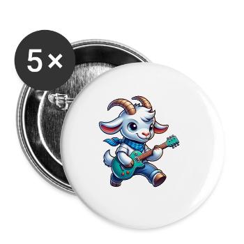 Ziege Spielt E-Gitarre Niedliches Design - Buttons groß 56 mm (5er Pack) - Weiß - Vorne