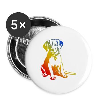 Beagle Hund Bunt - Buttons groß 56 mm (5er Pack) - Weiß - Vorne