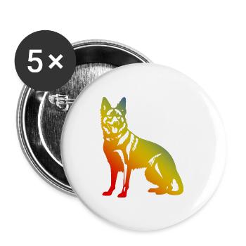 German Shepherd Dog Multicolored - Buttons large 2.2''/56 mm (5-pack) - white - Front