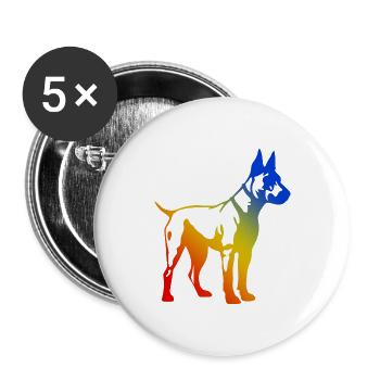 Bull Terrier Chien Multicolore - Lot de 5 grands badges (56 mm) - blanc - Devant