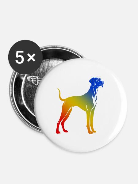 Great Dane Hund Bunt - Buttons groß 56 mm (5er Pack) - Weiß