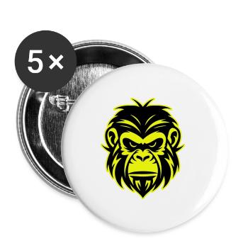 Monkey Head Portrait Icon - Buttons large 2.2''/56 mm (5-pack) - white - Front