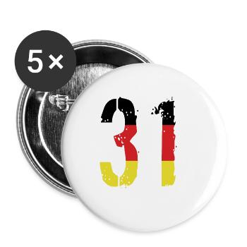 31 Number Germany Jersey - Buttons large 2.2''/56 mm (5-pack) - white - Front