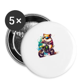 Cool Hamster Enduro Motocross Fan - Buttons large 2.2''/56 mm (5-pack) - white - Front