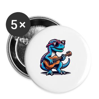 Dino Guitarist Unique Design - Buttons large 2.2''/56 mm (5-pack) - white - Front