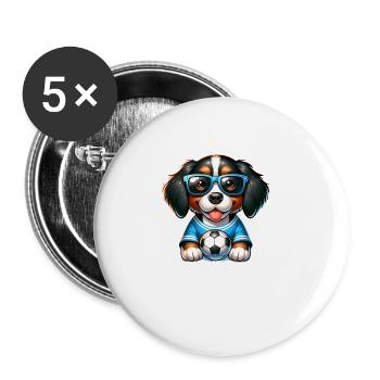Bouvier bernois joueur de football champion fan - Lot de 5 grands badges (56 mm) - blanc - Devant