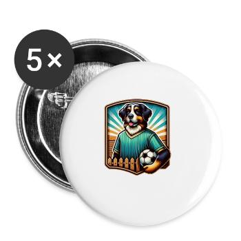Bouvier bernois joueur de football champion fan - Lot de 5 grands badges (56 mm) - blanc - Devant