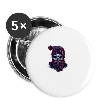 Lumberjack Skull - Buttons large 2.2''/56 mm (5-pack) - white - Front